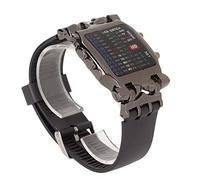 Yctze Montre LED élégante pour Hommes avec Affichage de l'heure Binaire - Design Rectangulaire Idéal pour Le Travail et l'utilisation (Ceinture Noire en Coquillage Noir)