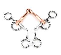 Yctze Mors D'entraînement à Mâcher pour Cheval en Acier Inoxydable avec Joint en Cuivre - Anneau Libre équestre, Bâillon à Joue Complète, Anneau en D, Mors à Filet pour des Performances Améliorées