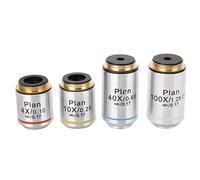 Yctze Objectif de Microscope Biologique Universel 195, Lentille Achromatique 4X 10X 40X 100X RMS 20.2mm Compatible