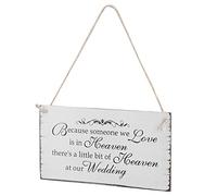 Yctze Panneau Commémoratif à Suspendre en Bois - Plaque de Mariage Sincère, pour les Mariés - Souvenir de l'être aimé avec Citation « Parce que quelqu'un que Nous Aimons Est au » - Décoration de