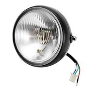 Yctze Phare de Moto 35W, 12V Universal Retro Black Shell Blanc Lens Blanc Phare Avant Phare pour GN12