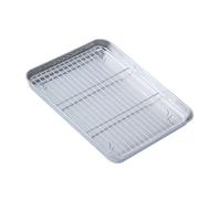 Yctze Plateau à Pâtisserie en Acier Inoxydable épaissis avec une Grille Drainante, Multifonctionnelle et Facile à Cuisine, Idéale pour la Cuisson et la Torréfaction (Grand avec rack)