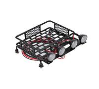 Yctze Porte-Bagages de Petite Taille avec 4 Lumières LED pour Voiture sur Chenilles Axiale SCX10/10 RC, Bagages de Toit RC, Porte- de Toit, de, Galerie de à Lumière Ronde, R (4 Blancs)