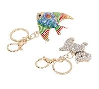 Yctze Porte-clés élégants en pour Femmes, 2 Pièces, Motifs de Poissons et de Chiens Colorés pour Sacs, Sacs à Main et à Dos