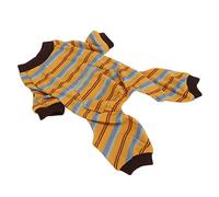 Yctze Pyjama rayé Doux et Extensible pour Chien, Combinaison à 4 Pattes avec Ventre Creux et Poche Arrière pour Le Printemps et la Maison (XS)