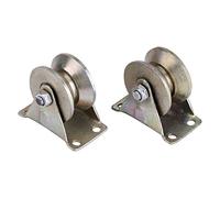 Yctze Rail de Voie de Roue de Type V de 2 Pouces, 2 Pièces, avec Support, Rouleau de Porte Coulissante en Acier pour Un Fonctionnement Lisse