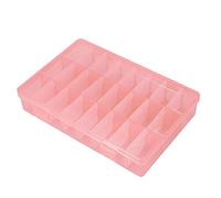 Yctze Rangement de Bijoux en Plastique de qualité Supérieure à 24 Grilles - Bijoux en Perles Amovibles, Petits Accessoires et Outils à Ongles - Durable, Portable avec Couvercle Anti-poussière - Rose