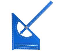 Yctze Règle de Mesure Multi-angle Impériale 3D de 0 à 180 Degrés, Rapporteur carré en Alliage d'aluminium pour le Travail du Bois, Rapporteur de Pointeur Demi-rond pour Ingénieurs Charpentiers (BLUE)