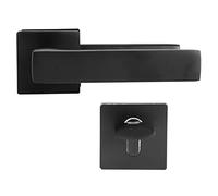 Yctze Serrure de Porte Noire Ensemble de Poignée de Cylindre de Serrure Noire Simple Bouton de Porte de Verrouillage à clé Accessoire de Noir Outils et Rénovation Domiciliaire/Qui
