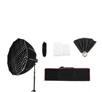 Yctze Softbox Parabolique Pliable de 60 Cm, Diffuseur de Lumière de Photographie Portable avec Support Bowen Universel et Grille en Nid d'abeille pour Diffusion en Direct de Portrait en (Black)