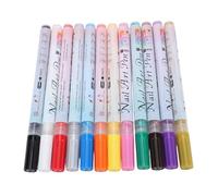Yctze Stylos Nail Art, 12 Couleurs Marqueurs Acryliques à Pointe Ultra Fine, Stylos pour Vernis à Ongles Séchage Rapide avec Encre Base d'huile, Idéal pour le Bricolage et le Salon, Ensemble de 12