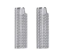 Yctze Support de Couvercle en Métal Motif Creux en Alliage de Zinc 2PCS Manchon Pleine Taille J6 - Pochettes (Silver)