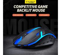 Yctze T Wolf V1 Souris de Jeu Filaire, 3 Souris au Design Ergonomique, Rétroéclairage 7 Couleurs, 1200 DPI, avec Poids Réglables, Idéale pour Les Utilisateurs de PC, d'ordinateurs Portables et de