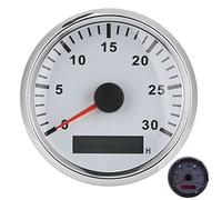 Yctze Tachymètre 85 Mm 3,3 Pouces, Pointeur de Moteur Pas à Pas, écran LCD avec Affichage RPM et Heure, Idéal pour les Modifications de Véhicules (Cadran blanc couvercle argenté)