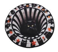 Yctze Tapis de Zone 3D, Décoration de Chat Noir Effrayant (100*100 cm) | Velours cristal épais, Design visuel enchanteur, Fonction antidérapante, Idéal pour les fêtes, Idéal pour les salons
