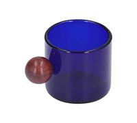 Yctze Tasse à café en Verre Chauffant Vintage avec Poignée en Bois de Santal, Tasse à thé Polyvalente pour le café, le thé et, Idéale pour la Famille et les Amis (BLUE)