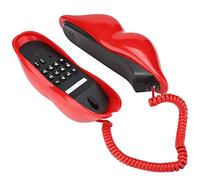 Yctze Téléphone de Bureau Multifonctionnel en Forme de Lèvre Mignonne, Ligne Fixe sans Fil de Décoration Intérieure en Rouge, Design de nouveauté Rétro pour la Communication et