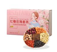 Yctze Thé au Gingembre et au Sucre Brun, 20 Sachets 500 G Jujube Red Dates Longan Wolfberry Rose Tea pour la Période Menstruelle Mains Froides Pieds