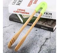 Yctze Tongs Alimentaires en Bois de Barbecue en Bois avec Poignée en Silicone - Outil de Service de Cuisine pour le Pain, le Steak et le Buffet (Carré (vert))