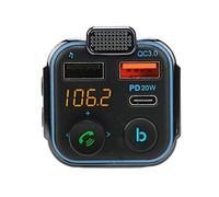 Yctze Transmetteur FM pour Voiture ABS Métal Bluetooth V5.0 Double USB QC3.0 Rapide Son HiFi Mains 12-24 V Appareils électriques Automobiles