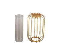 Yctze Vase en Fer forgé en Forme de Lanterne Nordique avec Insert en Verre - Support de Fleur de Table élégant pour la Décoration de la Maison et du Mariage (Carreaux d'or au Champagne)