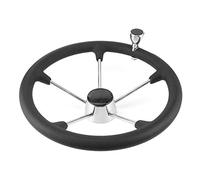 Yctze Volant Durable à 5 Branches de 15-1/2 Pouces avec Poignée en Mousse Noire - Idéal pour Les Bateaux Marins, Yachts, Hors-Bord et Bateaux de Pêche - Construction en Acier Inoxydable Résistant à