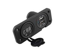 Yctze Voltmètre Numérique LED Port USB pour Voiture, Bateau, Conception Marine, Construction Robuste, Entrée d'alimentation 12 V 24 V, Prise USB, Panneau de Ports de Voiture, Port de, Voltmètre pour