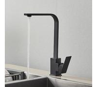 YCVAWEOD 360 Rotation de la Cuisine Robinet Pont de Pont de Pont à Chaud Tapeur de mélangeur Froid pour Un Seul Levier One Hole Salle de Bain (Noir) LWX