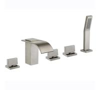 YCVAWEOD Baignoire de 5 Trous Ensemble de baignoires brossé Bath Bascall Mixer Taps avec Douche Salle de Bain Boucheur de Robinet à Eau Froide Chaude LWX