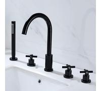 YCVAWEOD Batteur de Bain à 3 Trous Tap Pomme de Douche en Or brossé et Tuyau Ensemble pour Les robinets de Bain Tapis de Bain Chaussade à Eau Froide Boucheur LWX