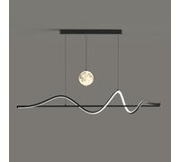 YCVAWEOD Bijoux Lustre Moderne LED Suspension plafonnier Vague linéaire Lampe Suspendue Lampes suspendues Nordiques Cuisine île luminaire Table à Manger Lampes à Suspension 3 Modes de Couleur LWX