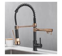 YCVAWEOD Black and Rose Gold Spring Tull Down Cuisine FaucetDual Spout Hot & Cold Water Mixer Tap pour Sinkmodern Kitchen Sink Ayémor LWX