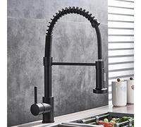 YCVAWEOD Black & Gol Kitchen Spring FaucetDual Wates Modes Tirez vers Le Bas à poignée Unique Boux de mélangeur Chaud et Froid Tap brossé Nickel Finition Moderne Design pour Les éviers LWX