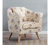 YCVAWEOD Chaise d'accent Moderne du Milieu du siècle, chaises de Tissu pour Salon rembourré en Fauteuil Roulant avec Oreiller pour Chambre, Appartement, Studio, Bureau, Salle d'attente Fleurs