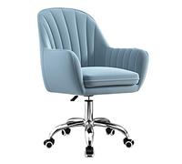 YCVAWEOD Chaise de Bureau Accent Vanité Armchair Velvet Computer Hauteur réglable Home Office Swivel Chaid Rouling Executive Task Chairs, Bleu Clair LWX