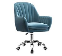 YCVAWEOD Chaise de Bureau Accent Vanity Armchair Velvet Computer Hauteur réglable Home Office Swivel Chaid Rolling Executive Task Chairs, Bleu LWX