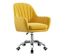 YCVAWEOD Chaise de Bureau Accent Vanity Armchair Velvet Computer Hauteur réglable Home Office Swivel Chaid Rouling Executive Task Chairs, Jaune LWX