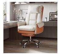 YCVAWEOD Chaise de Bureau Chaise de Jeu en Cuir réglable Chaise de Bureau pivotant pour Usage de Bureau Gris avec pédale Blanc et Orange - Confort et Style pour Le Travail et Jouer LWX