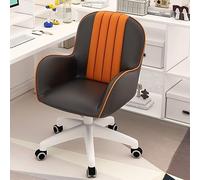 YCVAWEOD Chaise de Bureau Chaise de tâches de Jeu pivotant, Design recouvert de Cuir Moderne avec Bras pour étudier et Chambre, Chaise de vanité roulante pour Le Bureau, Gris foncé LWX