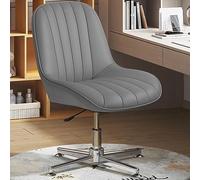 YCVAWEOD Chaise de Bureau de Bureau sans Bras Moderne PU Cuir Swivel Task Chaise avec Un Rembourrage Confortable pour Le Bureau à Domicile (Gris foncé) LWX
