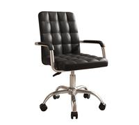 YCVAWEOD Chaise de Bureau en Cuir PU avec Roues Chaise de Bureau pivotant réglable avec des accoudoirs en Milieu de Dos pour Le Salon de la Chambre à Domicile (Noir) LWX