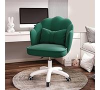 YCVAWEOD Chaise de Bureau pour Filles Chaise de Bureau à Domicile, Chaise de Bureau de pétale en Velours 360 ° Chaise de vanité Moderne avec Coussin (Vert A 60x63x71) LWX