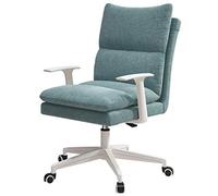 YCVAWEOD Chaise de Chaise de Bureau Hauteur réglable Mid arrière pivotant Chaise de Bureau pour Chambre à Domicile Chambre et Salon Tissu en Lin Gris élégant LWX