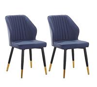 YCVAWEOD Chaise de Salle à Manger chaises de Salon en Cuir PU Moderne de 2 avec Dos rembourré et Jambes en métal Noir pour Salon de Bureau de Cuisine Chambre à Manger, Bleu LWX