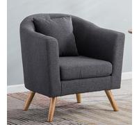 YCVAWEOD Chaises de Bras Accent pour Le Salon, chaises de Tissu pour Salon rembourré Un Oreiller pour Chambre à Coucher, Appartement, Studio, Bureau, Salle d'attente Gris foncé LWX