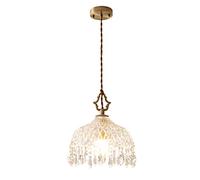 YCVAWEOD Chaner, Français Moderne Tout Cuivre Rétro Lampe Suspendue Lumière De Luxe en Verre De Cristal Petit Chaner Suspendu E27-1 Allée Porche Balcon Pendentif Intérieur Chevet LED Plafond LWX