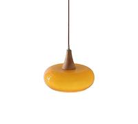 YCVAWEOD Chaner, luminaires de Plafond de Style rétro Minimaliste, Table à Manger, Salon, Chambre à Coucher, décoration de la Maison, Verre Kaki, Jaune Lait, Suspension LED LWX