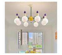 YCVAWEOD Chaner, Moderne créatif Verre Blanc coloré métal LED Chaner Salon Restaurant Chambre Cuisine Suspension Lampe décoration éclairage (B-7 Boules-Vert) (C5 BallsRED) LWX