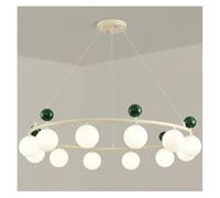 YCVAWEOD Chaner, Moderne créatif Verre Blanc coloré métal LED Chaner Salon Restaurant Chambre Cuisine Suspension Lampe décoration éclairage (B-7 Boules-Vert) (B5 BallsGreen) LWX