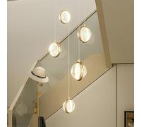 YCVAWEOD Chaner plafonnier Suspendu Boule de Verre réglable Lampe d'escalier LED pour Staises et Salons LWX